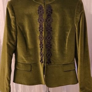 Tahari lined velvet forest green  jacket